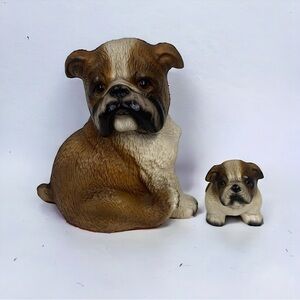 Harvey Knox Japan Global Art Bull Dog & Puppy Dog Canine Figurine H723A85